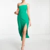 Vesper Tall - Vestito Midi Con Spallina Sottile E Spacco Frontale Verde
