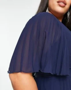 Esclusiva ASOS DESIGN Curve - Vestito Lungo A Pieghe Allacciato In Vita Con Maniche A Kimono Blu Navy -Vendite ASOS Maternity || RIVER ISLAND || Monki 203018610 3