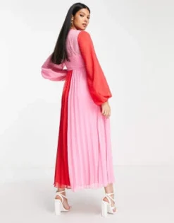 ASOS Maternity ASOS DESIGN Maternity - Vestito Midi In Plumetis A Pieghe Con Incrocio Sul Davanti Rosso E Rosa Color Block -Vendite ASOS Maternity || RIVER ISLAND || Monki 203026259 3