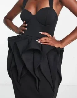 ASOS DESIGN - Vestito Lungo Con Pieghe In Vita Nero -Vendite ASOS Maternity || RIVER ISLAND || Monki 203040303 3