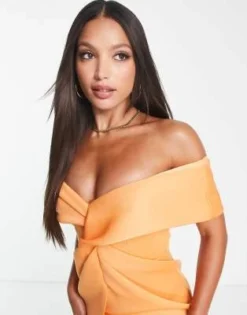 ASOS DESIGN Tall - Vestito Midi Color Albicocca Con Spalle Scoperte E Incrocio Sul Davanti -Vendite ASOS Maternity || RIVER ISLAND || Monki 203040757 3