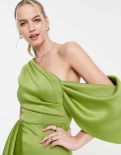 ASOS DESIGN Tall - Vestito Longuette Midi Color Oliva Con Spalle Scoperte E Volant -Vendite ASOS Maternity || RIVER ISLAND || Monki 203070364 4