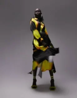 Topshop Petite - Vestito Camicia Midi Nero Con Stampa Di Eclissi Cobalto