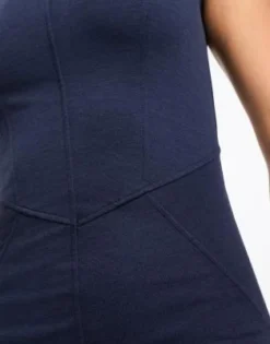 Closet London Tall - Vestito Longuette Con Maniche A Sbuffo E Dettagli Stile Corsetto Blu Navy -Vendite ASOS Maternity || RIVER ISLAND || Monki 203162333 3