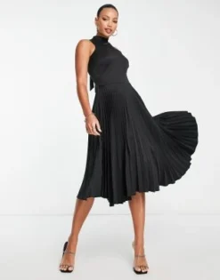 Closet London Tall - Vestito Midi Accollato Nero A Pieghe -Vendite ASOS Maternity || RIVER ISLAND || Monki 203162350 4