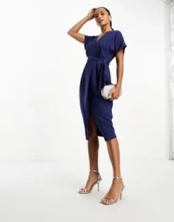 Closet London Petite - Vestito Avvolgente Stile Kimono Blu Navy -Vendite ASOS Maternity || RIVER ISLAND || Monki 203163993 4