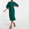 Closet London Petite - Vestito Longuette Midi A Coste Verde Smeraldo