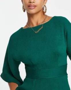 Closet London Petite - Vestito Longuette Midi A Coste Verde Smeraldo -Vendite ASOS Maternity || RIVER ISLAND || Monki 203164898 3