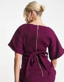 Closet London Maternity - Vestito Longuette Color Prugna A Coste -Vendite ASOS Maternity || RIVER ISLAND || Monki 203166019 3