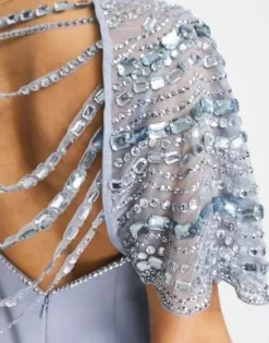 ASOS DESIGN Petite - Vestito Midi Blu Polvere Con Mantella Decorata -Vendite ASOS Maternity || RIVER ISLAND || Monki 203167887 3