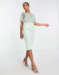 ASOS DESIGN Petite - Vestito Midi Color Menta Con Mantella Decorata Con Paillettes -Vendite ASOS Maternity || RIVER ISLAND || Monki 203167939 3
