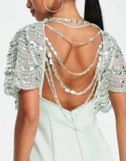 ASOS DESIGN Petite - Vestito Midi Color Menta Con Mantella Decorata Con Paillettes -Vendite ASOS Maternity || RIVER ISLAND || Monki 203167939 4