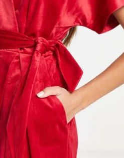Closet London - Vestito Midi Allacciato In Vita In Velluto Rosso Con Maniche A Kimono -Vendite ASOS Maternity || RIVER ISLAND || Monki 203184707 3