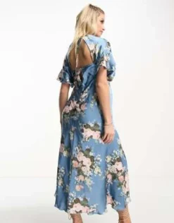 ASOS Maternity ASOS DESIGN Premaman - Vestito Midi In Raso Con Stampa Floreale Vintage E Maniche A Campana -Vendite ASOS Maternity || RIVER ISLAND || Monki 203243106 4