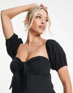 ASOS DESIGN Maternity - Vestito Midi Nero Con Spalle Scoperte Allacciato Sul Davanti -Vendite ASOS Maternity || RIVER ISLAND || Monki 203253547 3