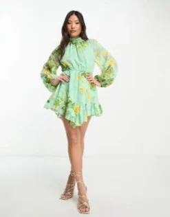 ASOS DESIGN Petite - Vestito Corto Accollato In Jacquard A Fiori Con Orlo Asimmetrico -Vendite ASOS Maternity || RIVER ISLAND || Monki 203273339 3