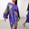 ASOS EDITION - Vestito Midi In Raso Viola Ricamato A Fiori
