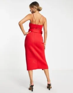 ASOS DESIGN - Vestito Midi Rosso In Rete Con Corsetto Strutturato E Cintura -Vendite ASOS Maternity || RIVER ISLAND || Monki 203288436 4