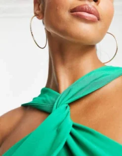 Vesper Petite - Vestito Lungo Incrociato E Allacciato Al Collo Con Spacco Sulla Coscia Verde -Vendite ASOS Maternity || RIVER ISLAND || Monki 203295567 4