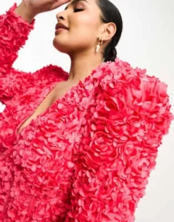 ASOS LUXE Curve - Vestito Corto Rosso A Fiori 3D Con Scollo A V E Dettaglio Stile Corsetto -Vendite ASOS Maternity || RIVER ISLAND || Monki 203333812 3