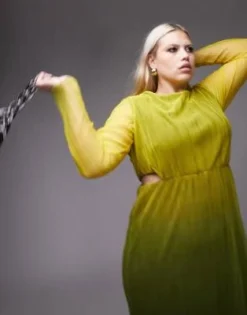 Topshop Curve - Vestito Midi A Maniche Lunghe Con Cut-out E Motivo Sfumato Multicolore -Vendite ASOS Maternity || RIVER ISLAND || Monki 203356957 4