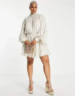 ASOS DESIGN Curve - Vestito Corto Accollato In Raso A Righe -Vendite ASOS Maternity || RIVER ISLAND || Monki 203415406 3