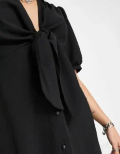 ASOS DESIGN - Vestito Midi Nero Con Allacciatura Sul Davanti E Bottoni -Vendite ASOS Maternity || RIVER ISLAND || Monki 203456091 3