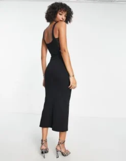 ASOS DESIGN - Vestito Midi A Corsetto Senza Maniche Nero Con Dettagli In Pizzo -Vendite ASOS Maternity || RIVER ISLAND || Monki 203466709 2