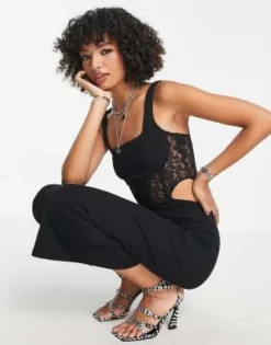 ASOS DESIGN - Vestito Midi A Corsetto Senza Maniche Nero Con Dettagli In Pizzo -Vendite ASOS Maternity || RIVER ISLAND || Monki 203466709 4