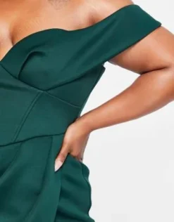 ASOS DESIGN Curve - Vestito Midi Verde Bosco Stile Corsetto A Spalle Scoperte Con Gonna A Portafoglio -Vendite ASOS Maternity || RIVER ISLAND || Monki 203472115 3