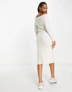 Miss Selfridge - Vestito Al Polpaccio In Maglia Spazzolata Color Avena A Coste Con Spacco Profondo -Vendite ASOS Maternity || RIVER ISLAND || Monki 203479243 3