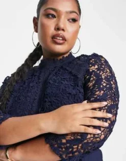 Little Mistress Plus - Vestito Al Polpaccio Blu Navy Con Dettagli In Pizzo -Vendite ASOS Maternity || RIVER ISLAND || Monki 203482539 3