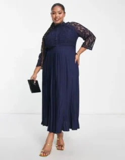 Little Mistress Plus - Vestito Al Polpaccio Blu Navy Con Dettagli In Pizzo -Vendite ASOS Maternity || RIVER ISLAND || Monki 203482539 4