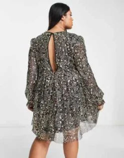 Lovedrobe Luxe Plus - Vestito Grembiule Corto Nero Con Paillettes -Vendite ASOS Maternity || RIVER ISLAND || Monki 203522751 4