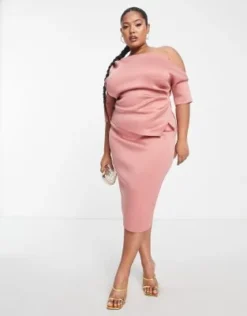 ASOS DESIGN Curve - Vestito Camicia Longuette Avvolgente Rosa Tenue -Vendite ASOS Maternity || RIVER ISLAND || Monki 203524659 4