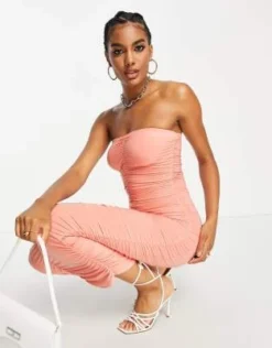 River Island - Vestito Midi A Fascia Rosa Arricciato -Vendite ASOS Maternity || RIVER ISLAND || Monki 203536518 4