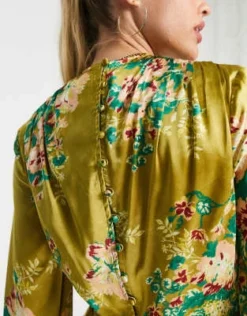 ASOS DESIGN Tall - Vestito Lungo Accollato Oliva Con Stampa A Fiori Grandi E Taglio Sbieco -Vendite ASOS Maternity || RIVER ISLAND || Monki 203550412 4