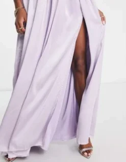 Anaya Petite - Vestito Da Damigella Monospalla In Raso Lilla Con Spacco Sulla Coscia -Vendite ASOS Maternity || RIVER ISLAND || Monki 203582049 3