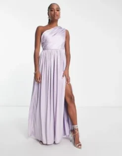 Anaya Petite - Vestito Da Damigella Monospalla In Raso Lilla Con Spacco Sulla Coscia -Vendite ASOS Maternity || RIVER ISLAND || Monki 203582049 4