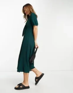ASOS DESIGN - Vestito Midi Verde Bottiglia Allacciato Sul Davanti Con Bottoni -Vendite ASOS Maternity || RIVER ISLAND || Monki 203583238 3
