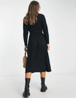 ASOS DESIGN - Vestito Midi Da Giorno A Maniche Lunghe Nero Con Bottoni -Vendite ASOS Maternity || RIVER ISLAND || Monki 203594808 4