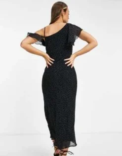 ASOS DESIGN - Vestito Sottoveste Midi Nero A Pois Con Fiore E Scollo A Cuore -Vendite ASOS Maternity || RIVER ISLAND || Monki 203596970 3