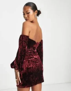 Forever New Petite - Vestito Corto In Velluto Riccio Prugna Con Strass -Vendite ASOS Maternity || RIVER ISLAND || Monki 203601217 4