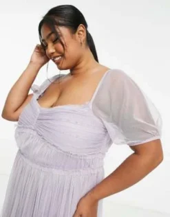 Anaya Plus - Vestito Lungo Da Damigella Lilla Con Maniche A Sbuffo -Vendite ASOS Maternity || RIVER ISLAND || Monki 203602981 3
