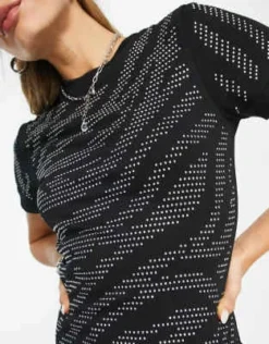 ASOS DESIGN - Vestito Midi Stile T-shirt Nero Decorato Con Motivo Tigrato Argento -Vendite ASOS Maternity || RIVER ISLAND || Monki 203612237 3