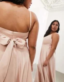 ASOS EDITION Curve - Vestito Midi In Raso Con Allacciatura Sul Retro Color Cipria -Vendite ASOS Maternity || RIVER ISLAND || Monki 203613491 3