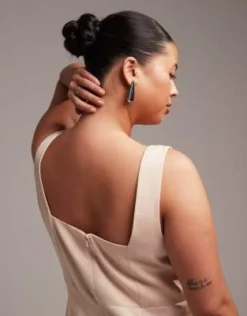 ASOS EDITION Curve - Vestito Lungo Con Scollo Squadrato In Raso Rosa Cipria -Vendite ASOS Maternity || RIVER ISLAND || Monki 203613540 4