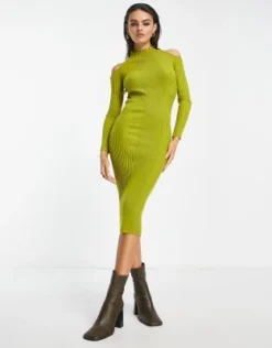 4th & Reckless - Vestito Midi Accollato Color Lime In Maglia Con Schiena Scoperta -Vendite ASOS Maternity || RIVER ISLAND || Monki 203625113 3