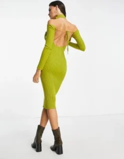 4th & Reckless - Vestito Midi Accollato Color Lime In Maglia Con Schiena Scoperta -Vendite ASOS Maternity || RIVER ISLAND || Monki 203625113 4