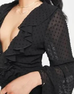 ASOS DESIGN - Vestito Midi Con Scollo Profondo Con Corsetto E Volant Nero -Vendite ASOS Maternity || RIVER ISLAND || Monki 203633233 3